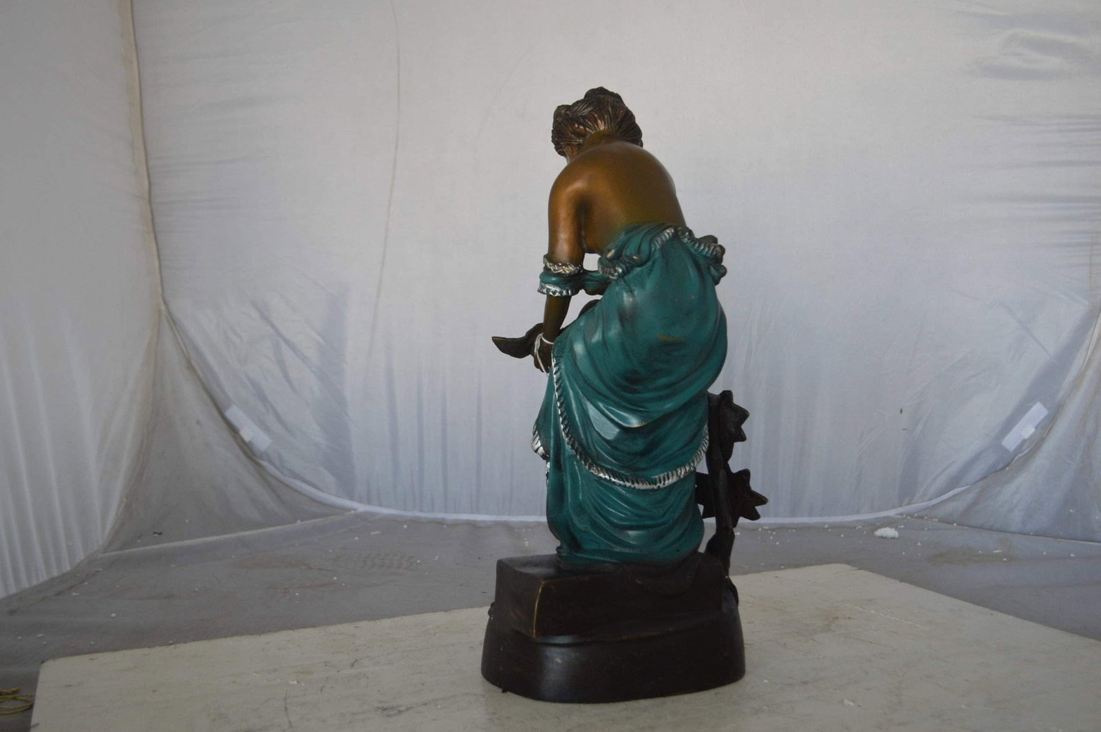 Lady holding a bird bronze statue - Size: 10"L x 9"W x 20"H. - 8