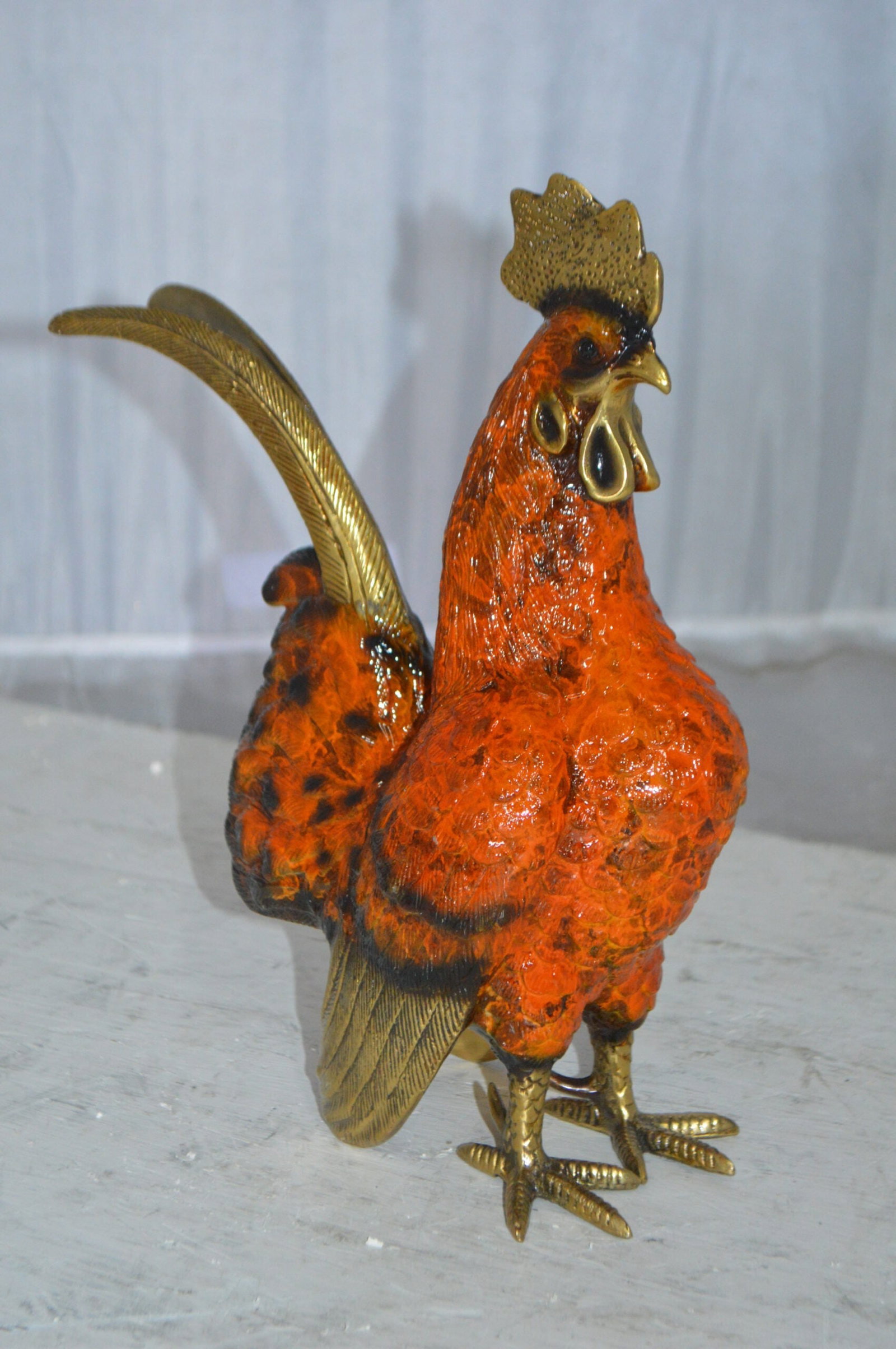 Rooster Cockerel bronze statue - Size: 9"L x 4"W x 11"H. - 11