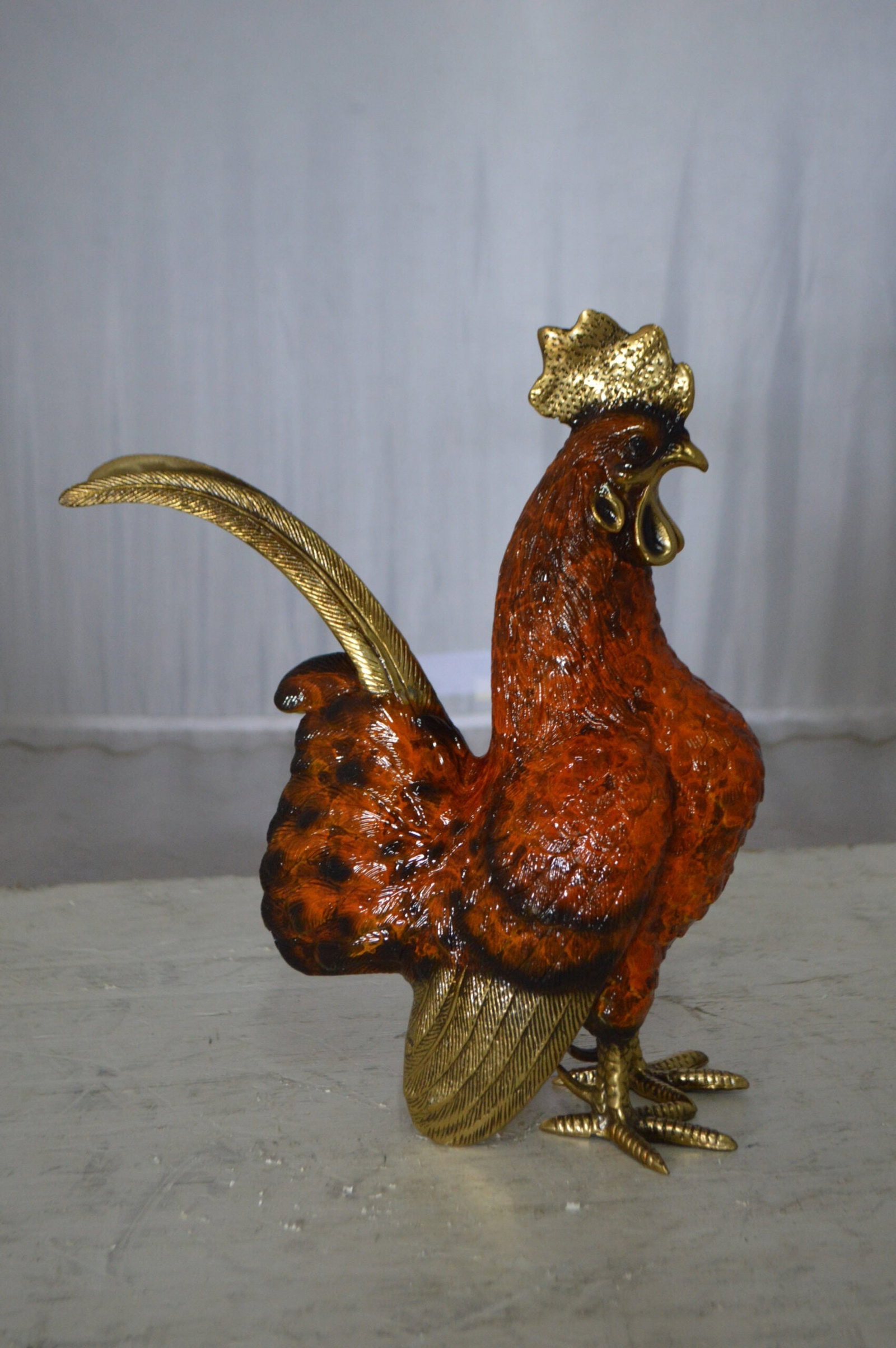 Rooster Cockerel bronze statue - Size: 9"L x 4"W x 11"H. - 2