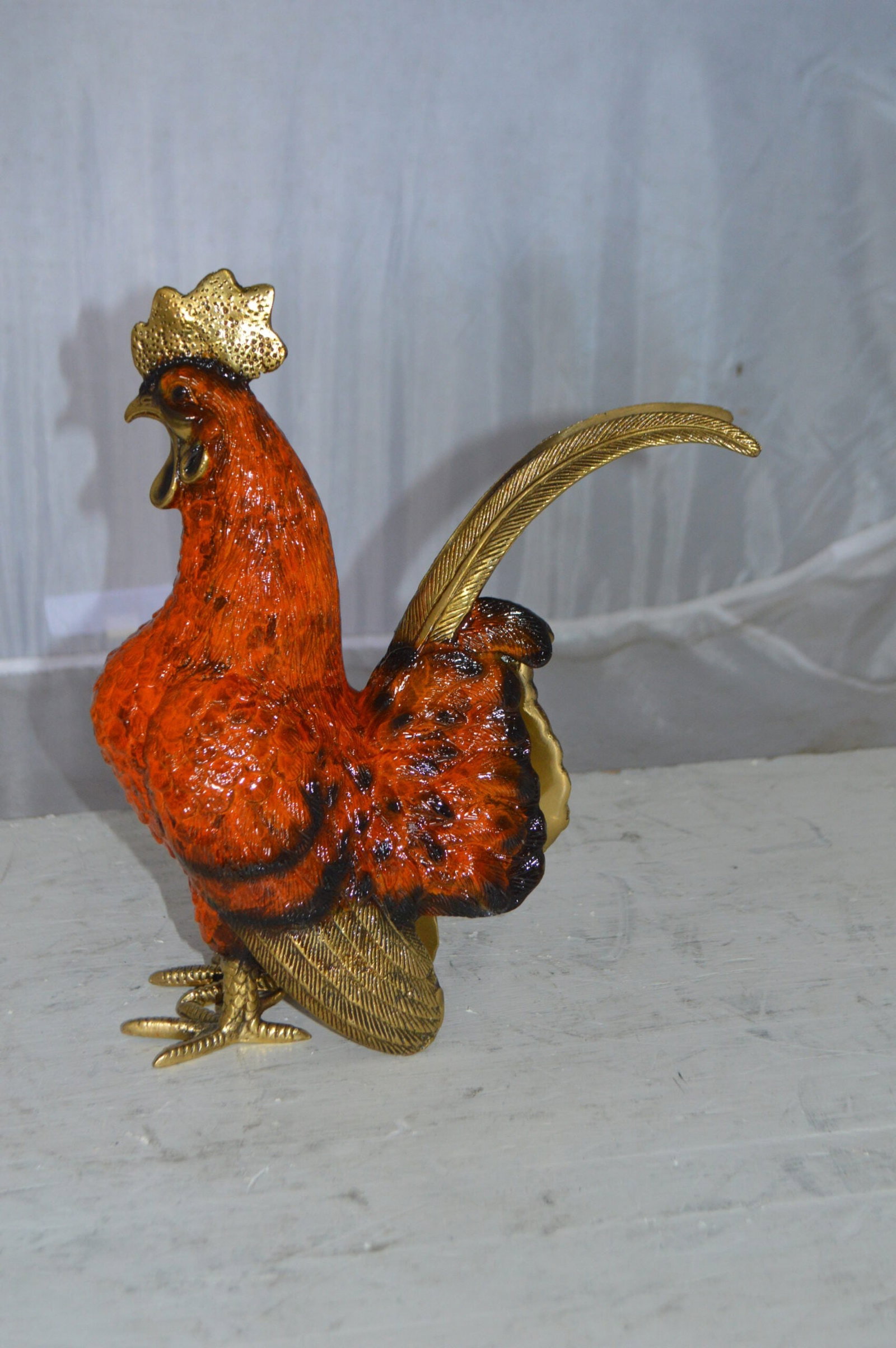 Rooster Cockerel bronze statue - Size: 9"L x 4"W x 11"H. - 5