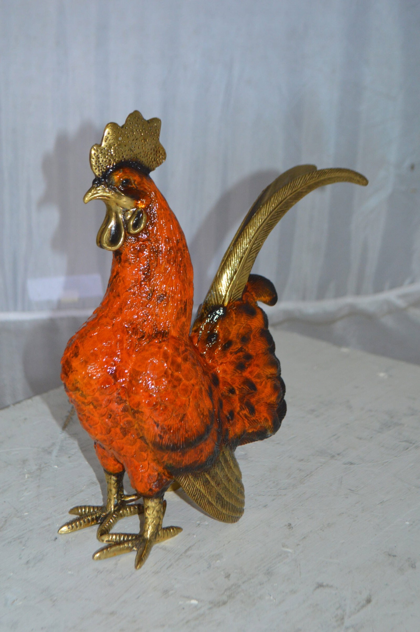 Rooster Cockerel bronze statue - Size: 9"L x 4"W x 11"H. - 6