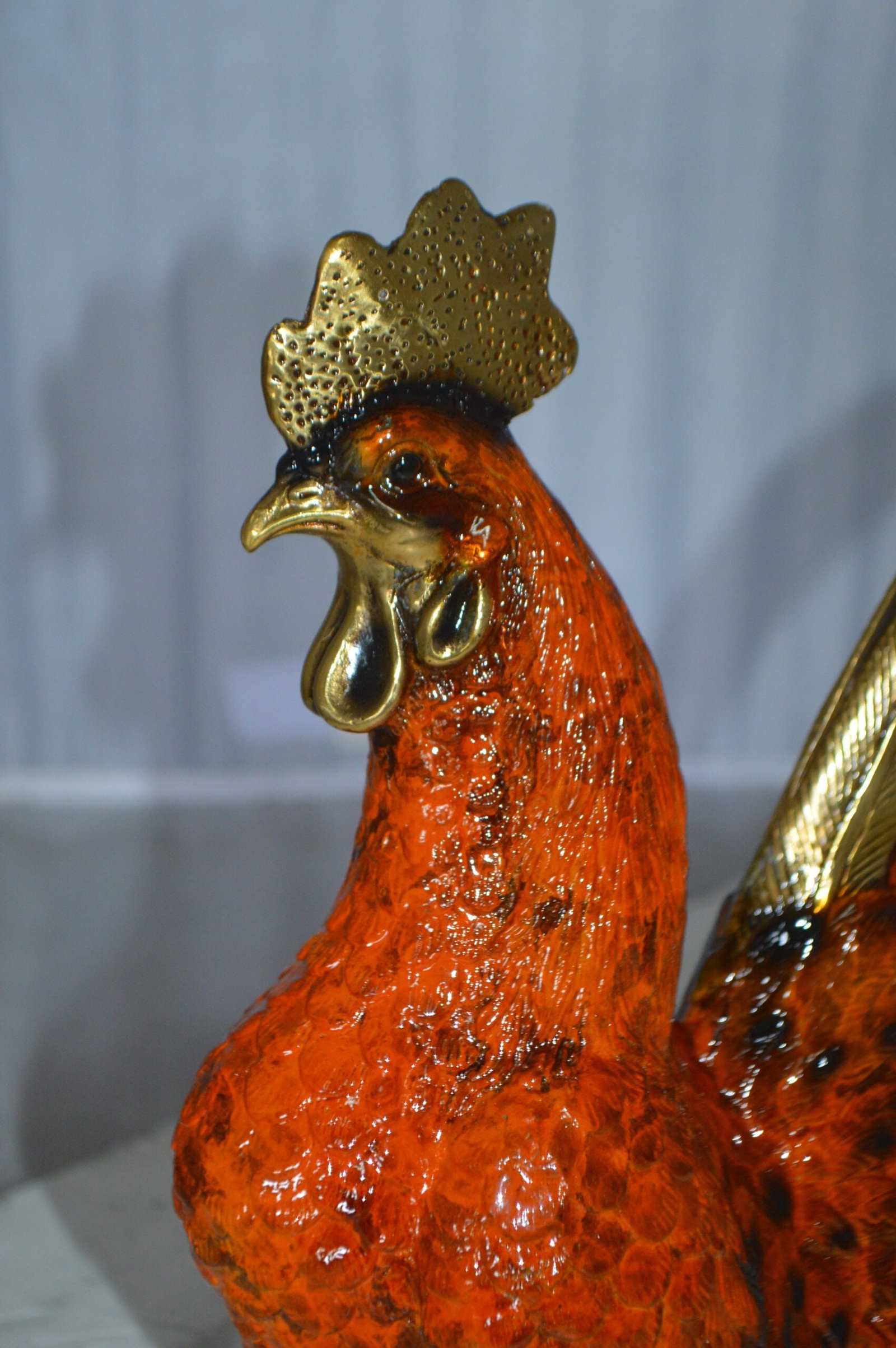 Rooster Cockerel bronze statue - Size: 9"L x 4"W x 11"H. - 7
