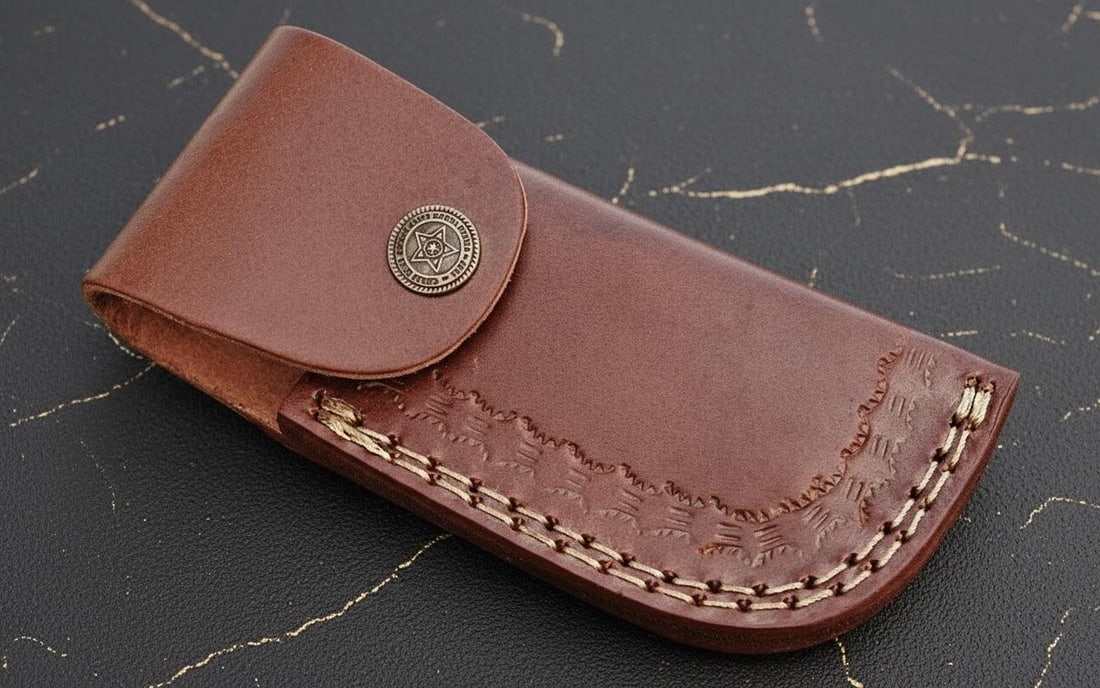 USA Handcrafted Lockback Pocket Knife with Damascus Clip Point Blade & Wood Handle - 3