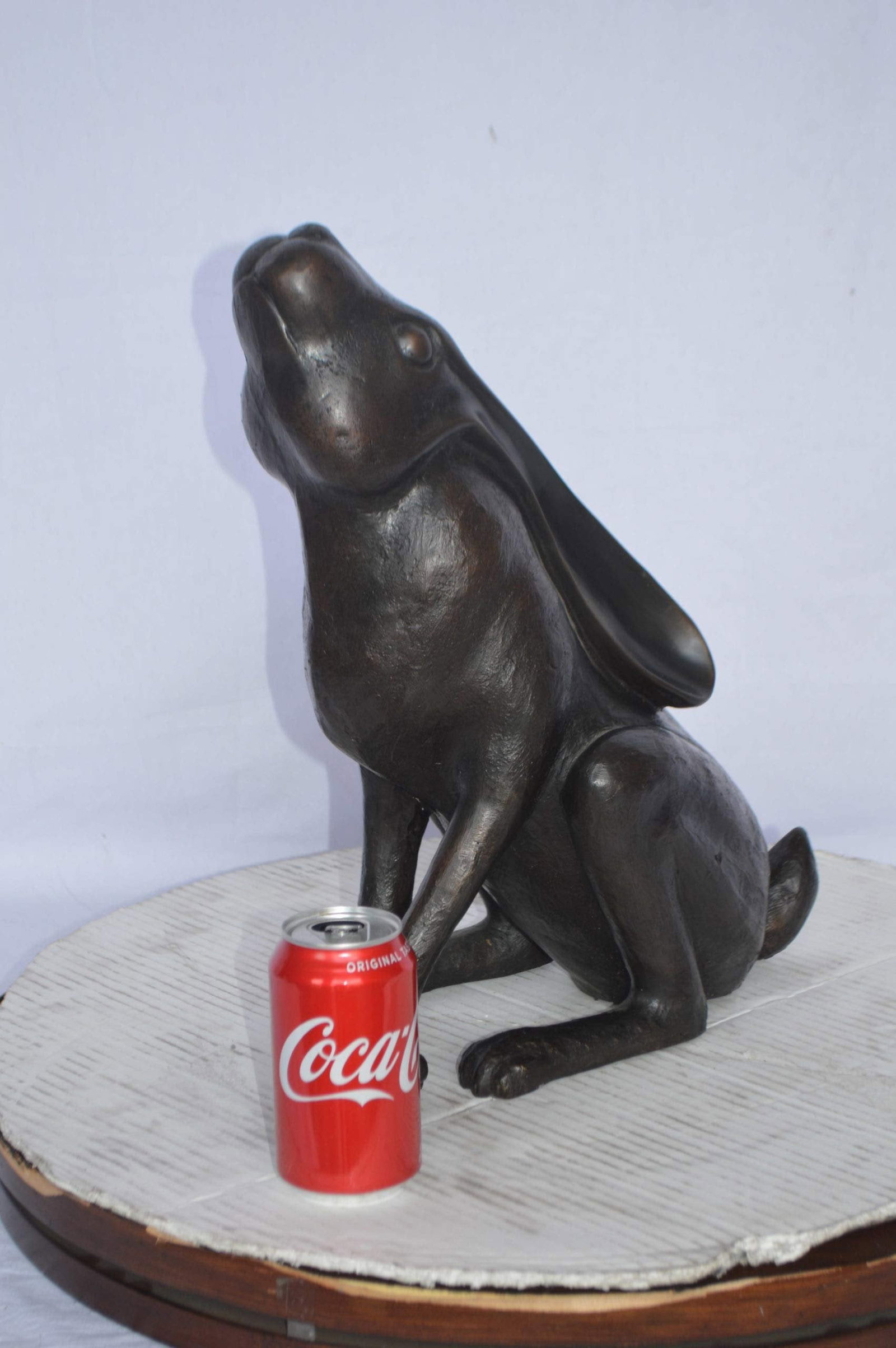 Rabbit Gazing Up Bronze Statue - Size: 8"L x 14"W x 16"H. - 4