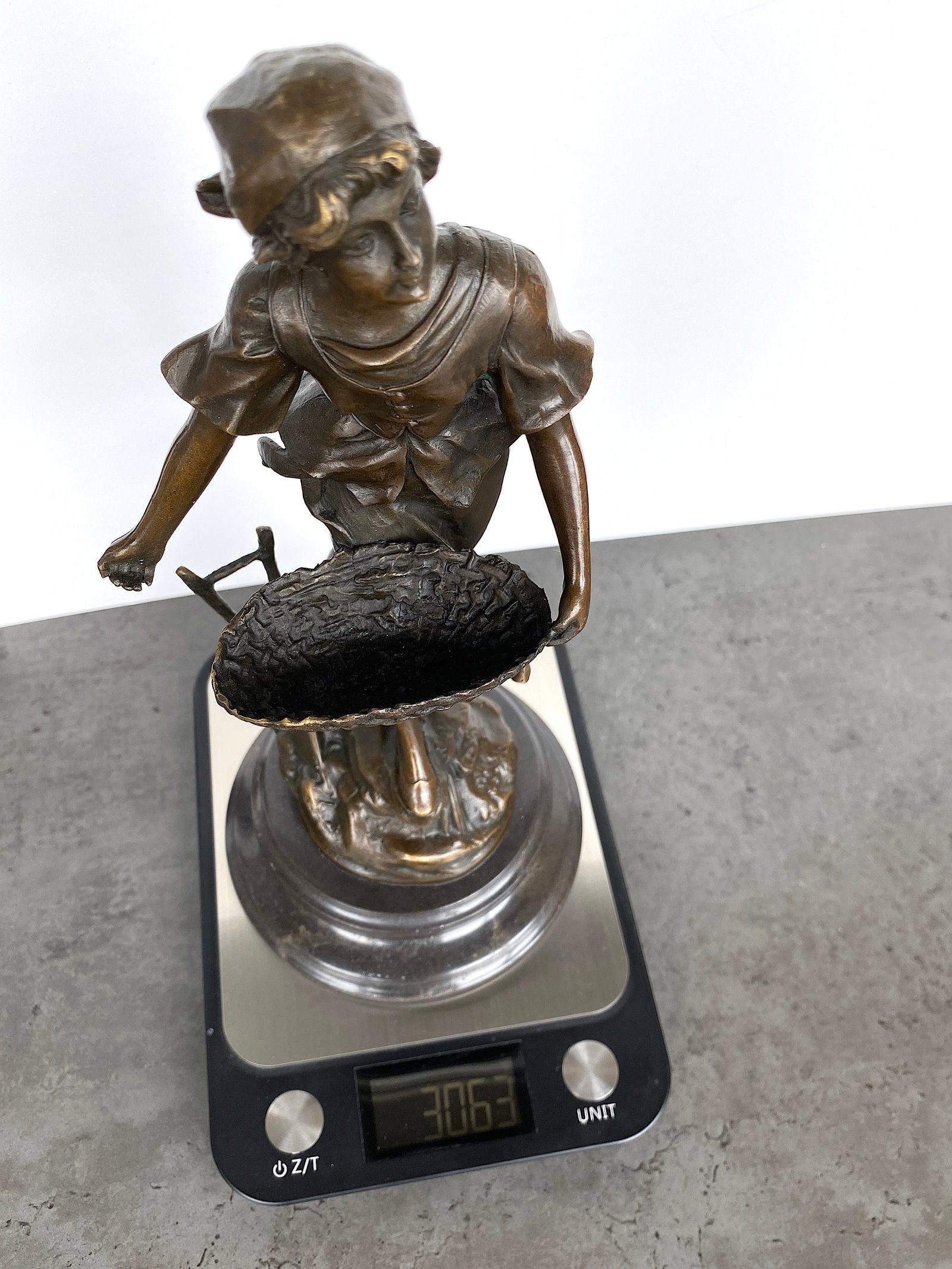 Sign. Bronze statue "The Sower" with marble base - 10