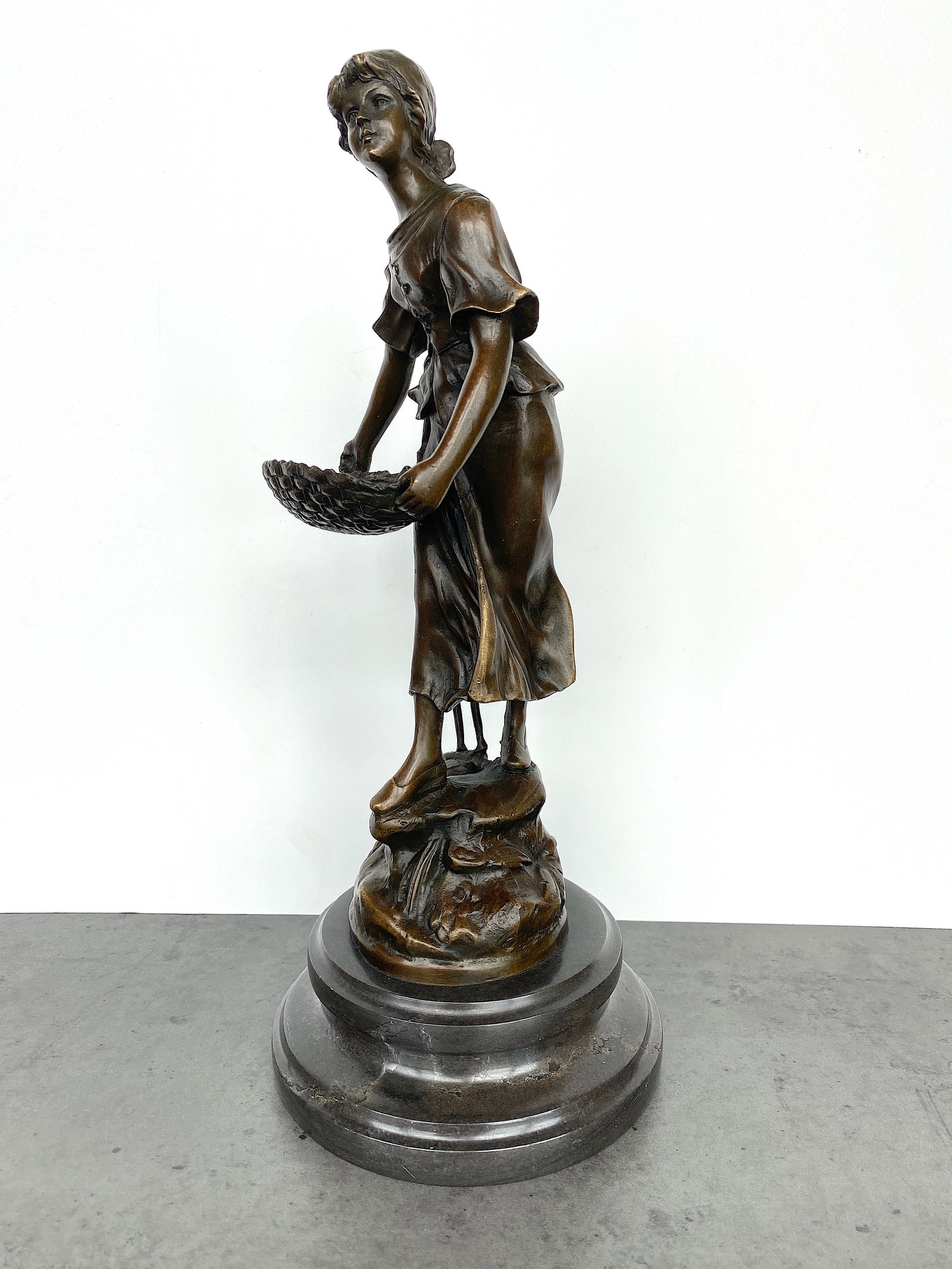 Sign. Bronze statue "The Sower" with marble base - 2