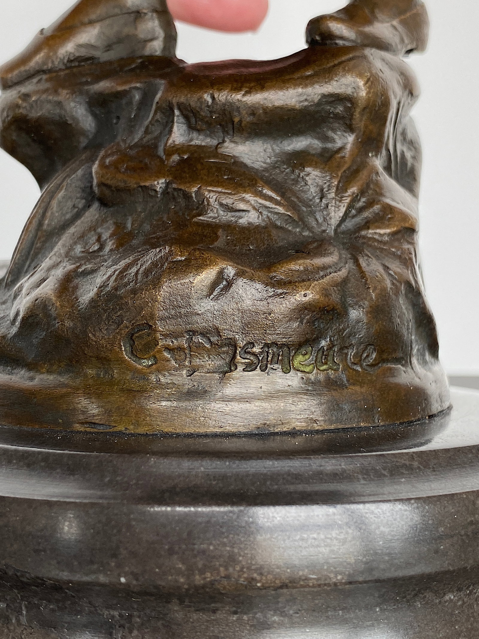 Sign. Bronze statue "The Sower" with marble base - 7