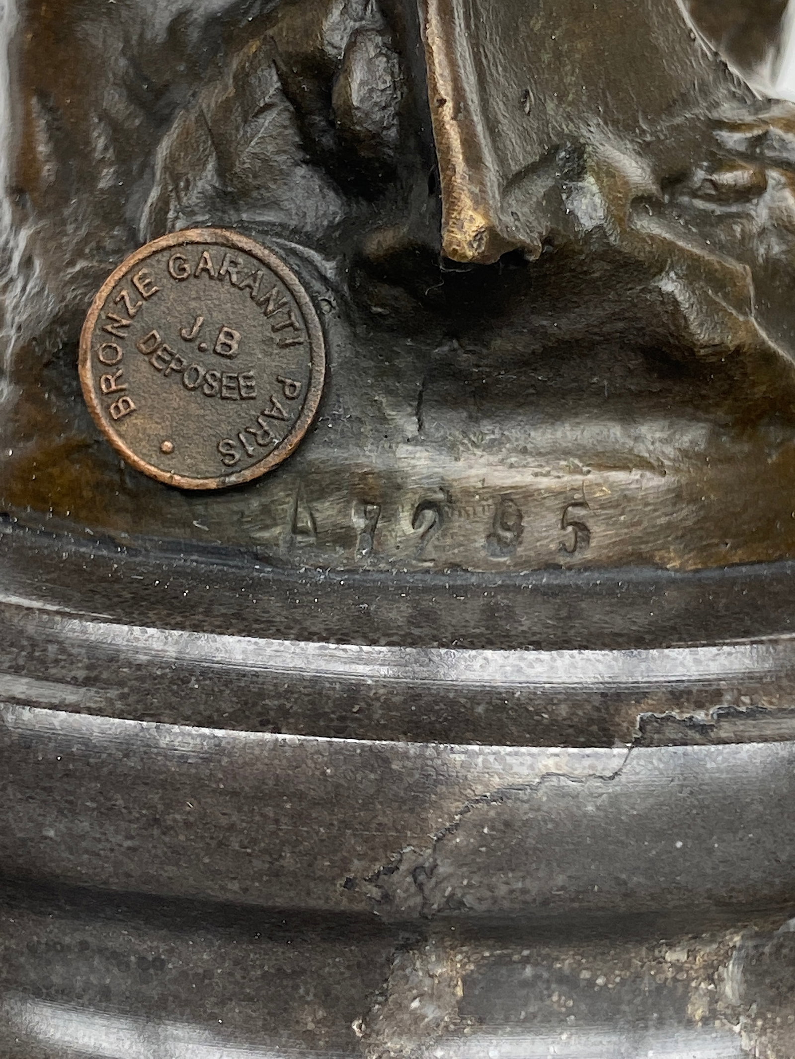 Sign. Bronze statue "The Sower" with marble base - 9