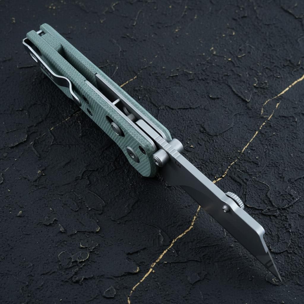 Green Micarta Oknife Otacle U1 Folding Knife with Quick Change Replaceable Blade - 4