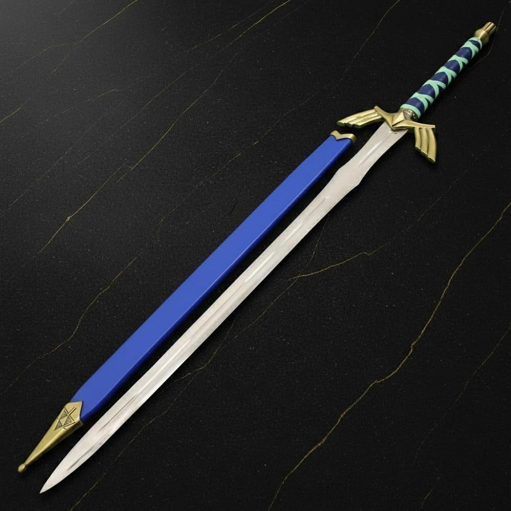 Metal Master Sword Replica from Legend of Zelda with Rune Etched Blade and Scabbard - 7
