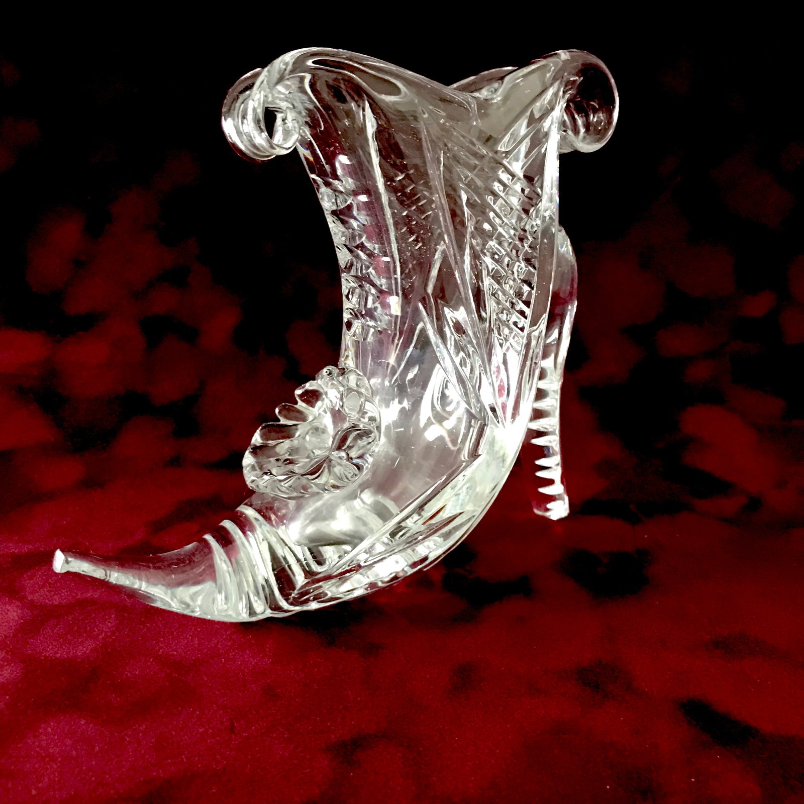 Vintage Bohemia crystal vase 'high heel shoe' 560 gr - 2