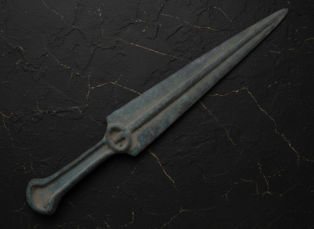 Ancient Luristan Bronze Dagger Antique Persian Style Sword Akinak Weapon - 6