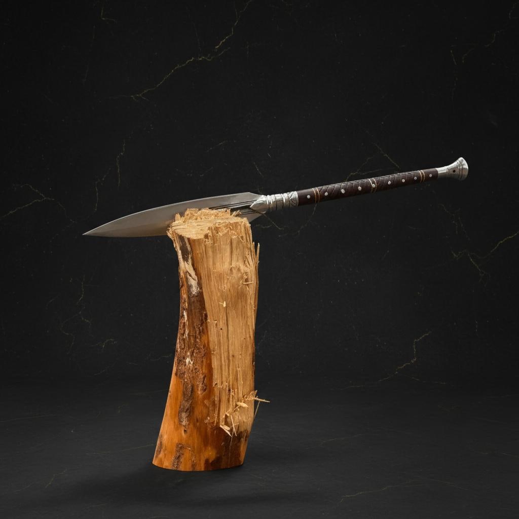 Hand Forged 36" Viking Spear with Full Tang 5160 Carbon Steel Blade and Rosewood Handle - 4