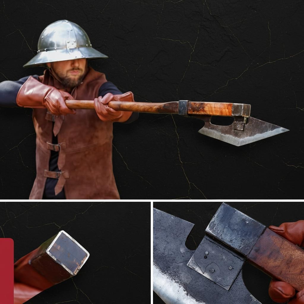 Forged Steel Viking Battle Axe Reproduction 63 Inch Medieval Wood Polearm - 4