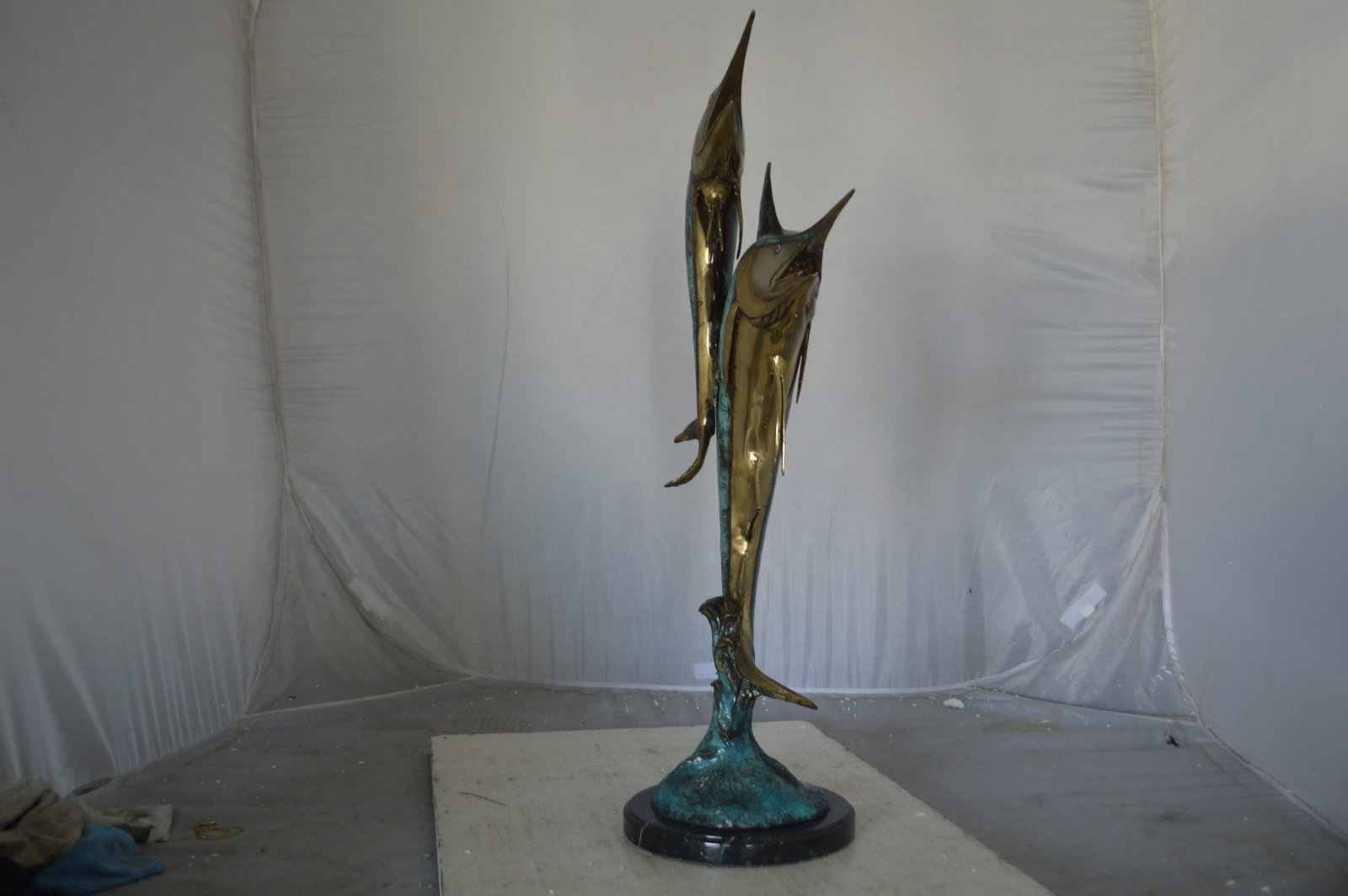 Pair of Marlin Fish Bronze Statue - Size: 16"L x 7"W x 31"H. - 9