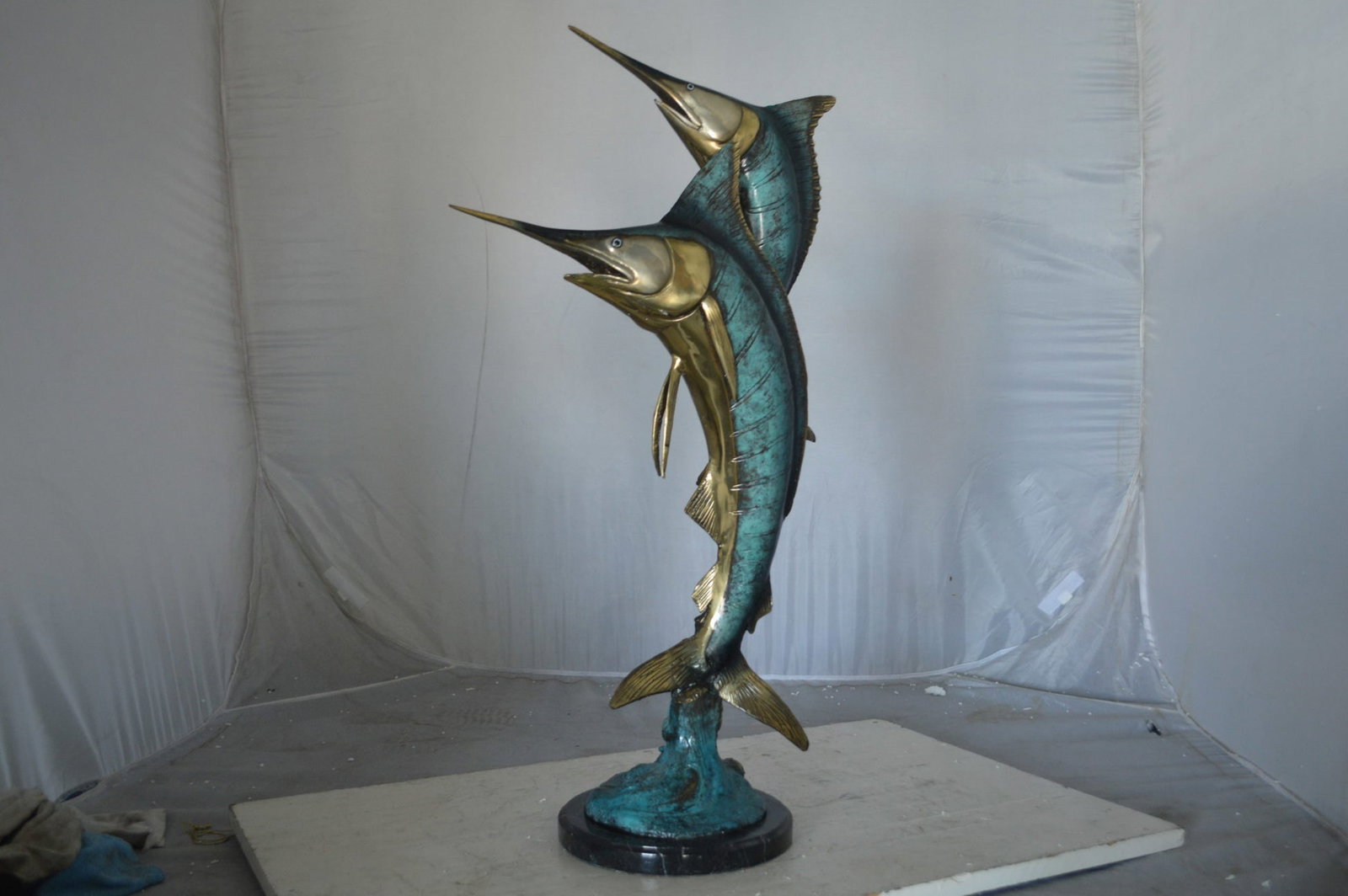 Pair of Marlin Fish Bronze Statue - Size: 16"L x 7"W x 31"H. - 11