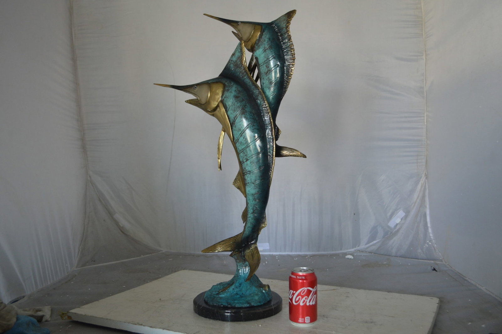 Pair of Marlin Fish Bronze Statue - Size: 16"L x 7"W x 31"H. - 3