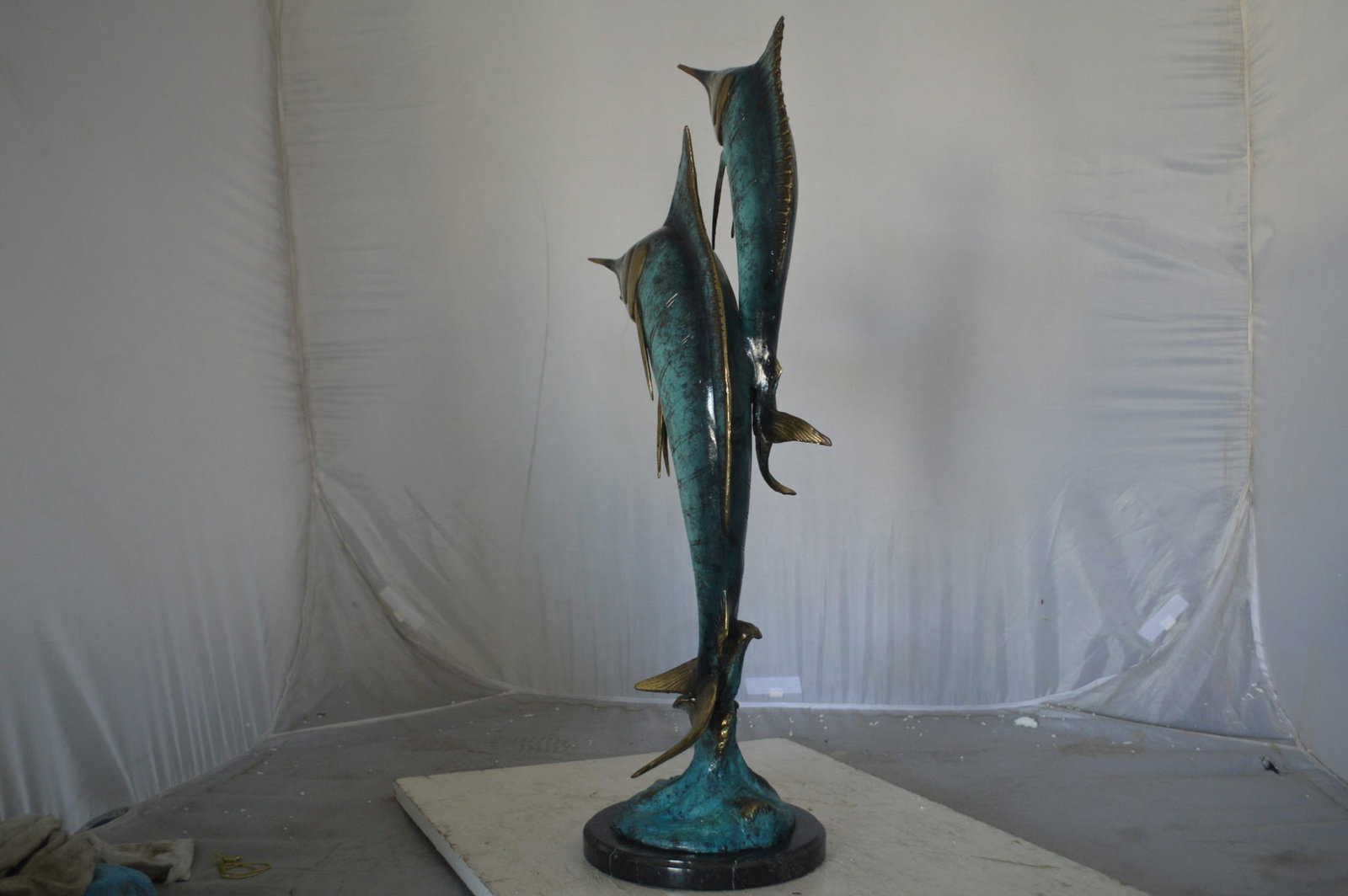 Pair of Marlin Fish Bronze Statue - Size: 16"L x 7"W x 31"H. - 4