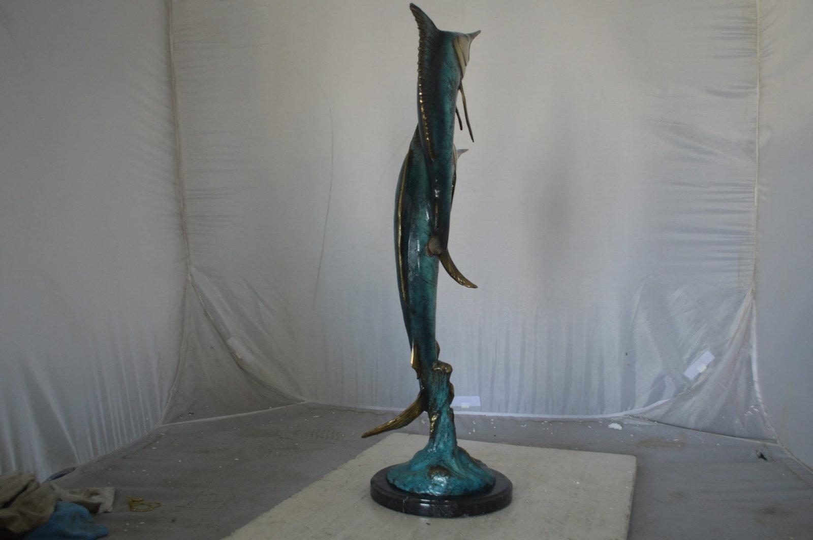 Pair of Marlin Fish Bronze Statue - Size: 16"L x 7"W x 31"H. - 5