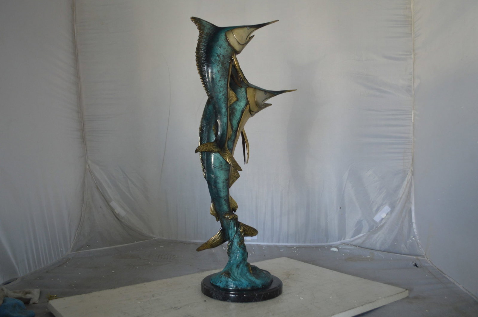 Pair of Marlin Fish Bronze Statue - Size: 16"L x 7"W x 31"H. - 6