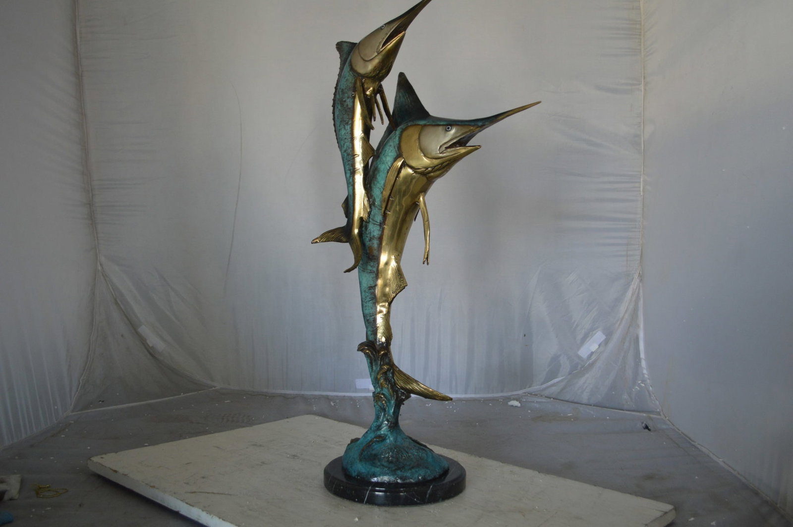 Pair of Marlin Fish Bronze Statue - Size: 16"L x 7"W x 31"H. - 8
