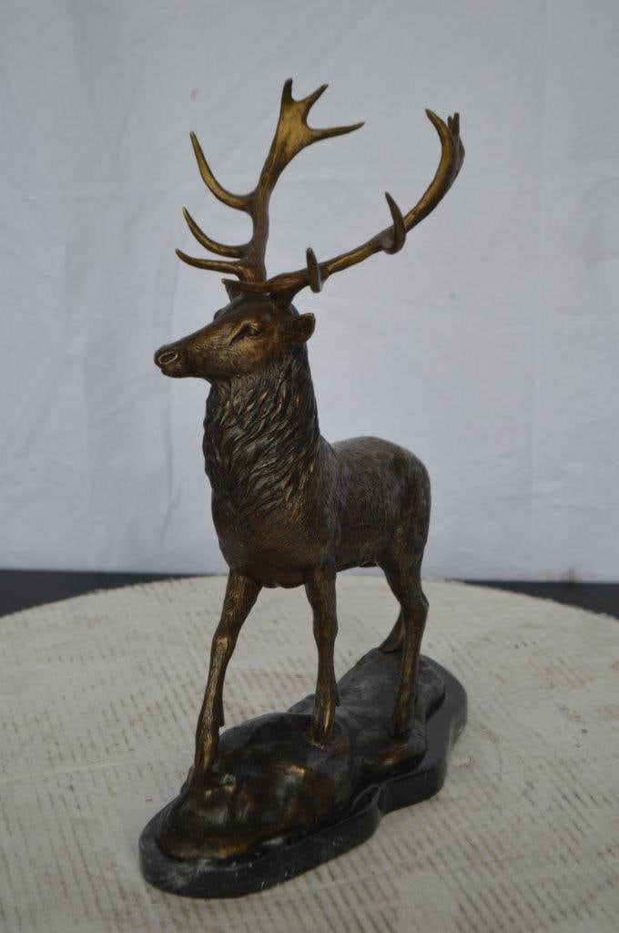 Elk Bronze Statue - Size: 6"L x 12"W x 15"H. - 9
