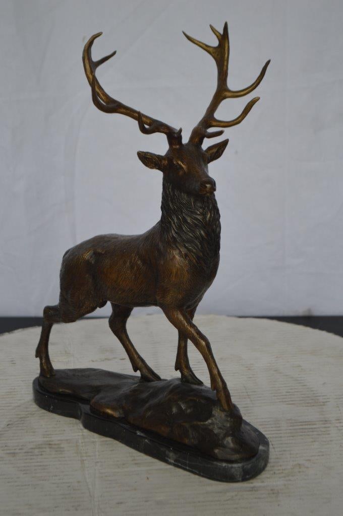 Elk Bronze Statue - Size: 6"L x 12"W x 15"H. - 11