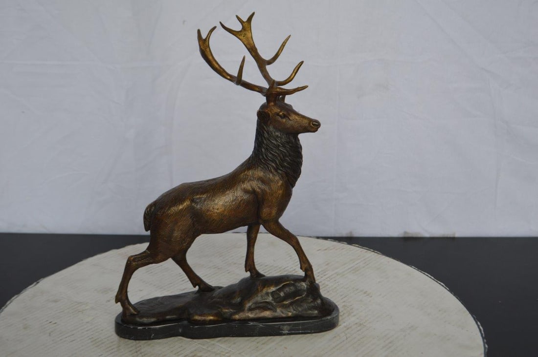 Elk Bronze Statue - Size: 6"L x 12"W x 15"H. - 12