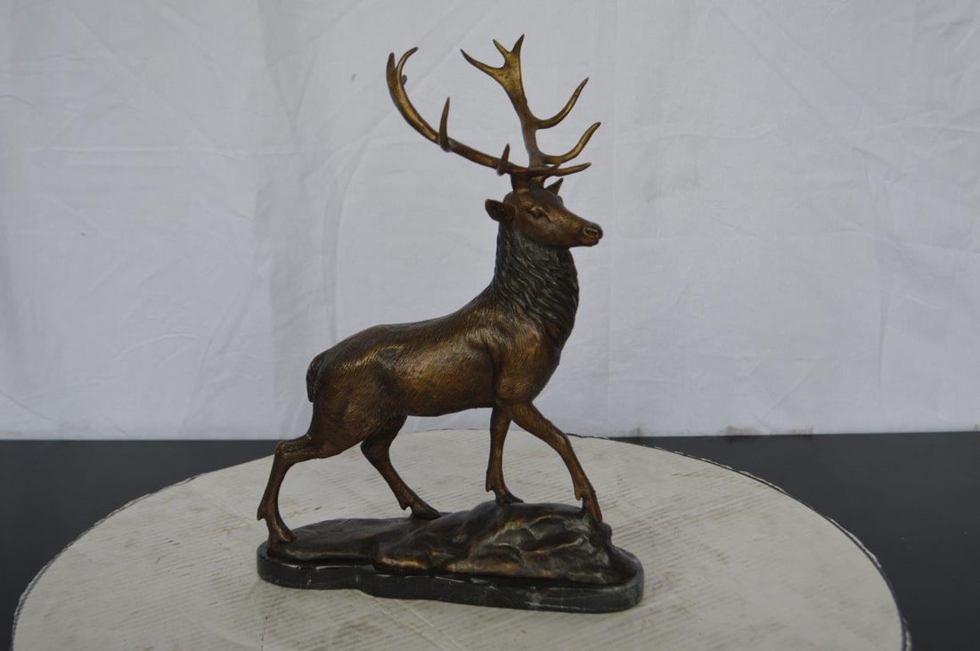 Elk Bronze Statue - Size: 6"L x 12"W x 15"H. - 2
