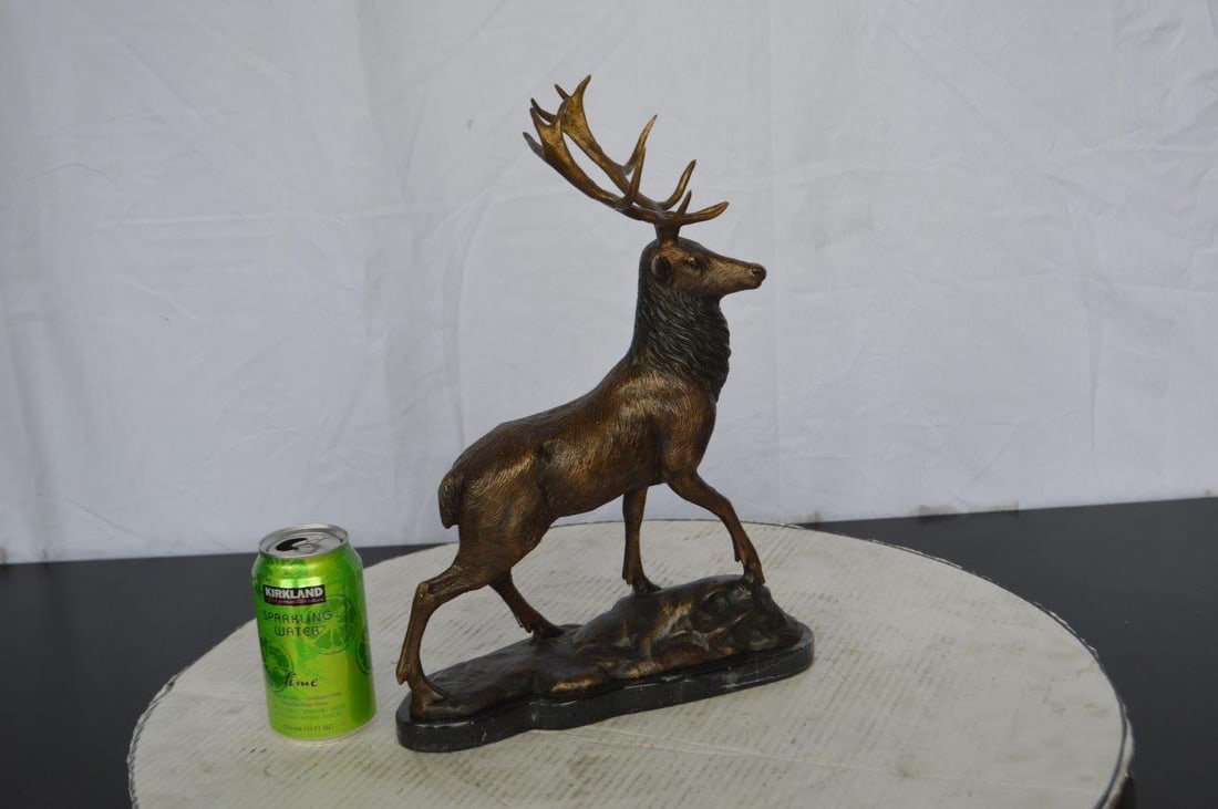 Elk Bronze Statue - Size: 6"L x 12"W x 15"H. - 3
