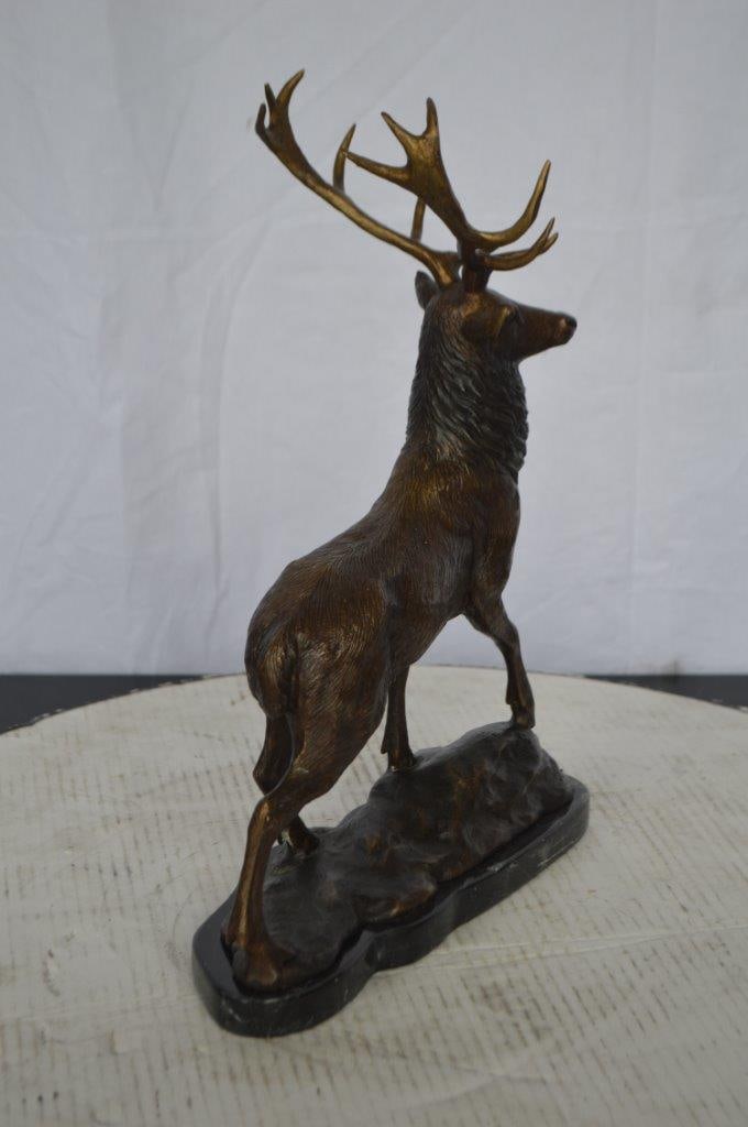 Elk Bronze Statue - Size: 6"L x 12"W x 15"H. - 4