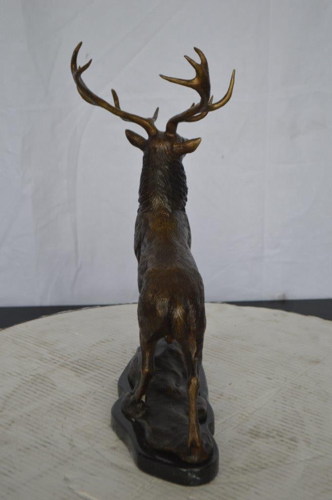 Elk Bronze Statue - Size: 6"L x 12"W x 15"H. - 5