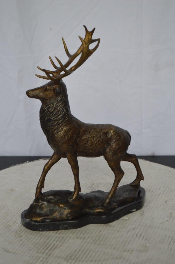 Elk Bronze Statue - Size: 6"L x 12"W x 15"H. - 8