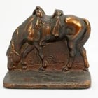 Pair Iron Riderless Iron Horse Bookends - 7