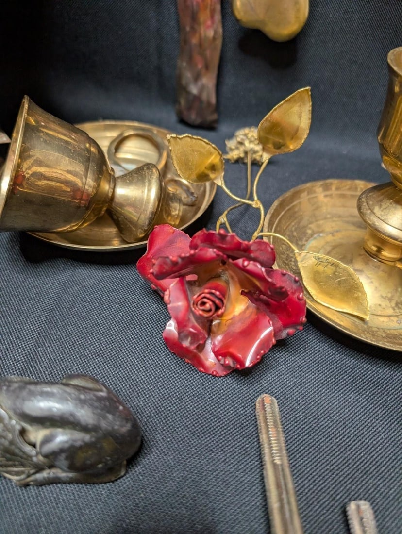 HUGE 10+ lbs Vintage Brass Decor Lot 21pc Mixed Animal Floral Sconce Wall Art - 9