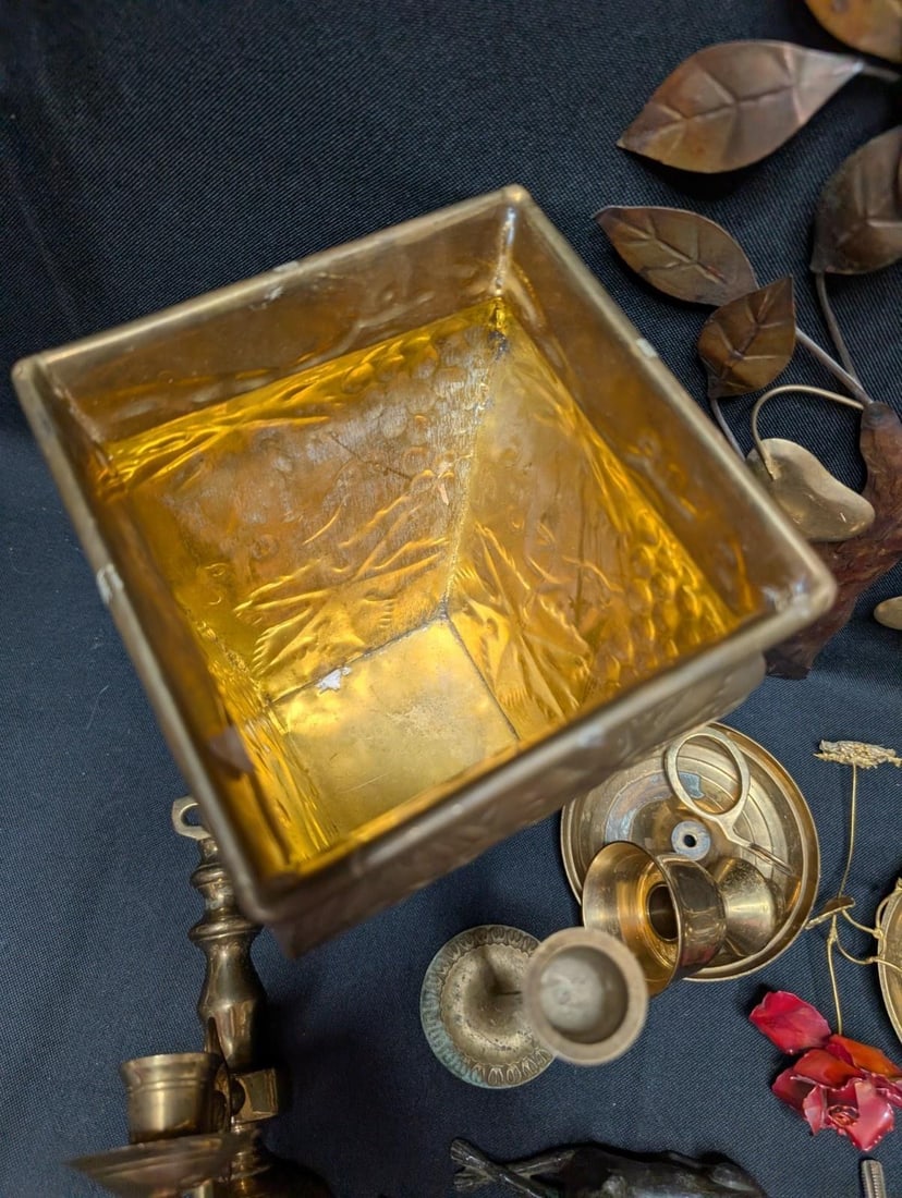 HUGE 10+ lbs Vintage Brass Decor Lot 21pc Mixed Animal Floral Sconce Wall Art - 12