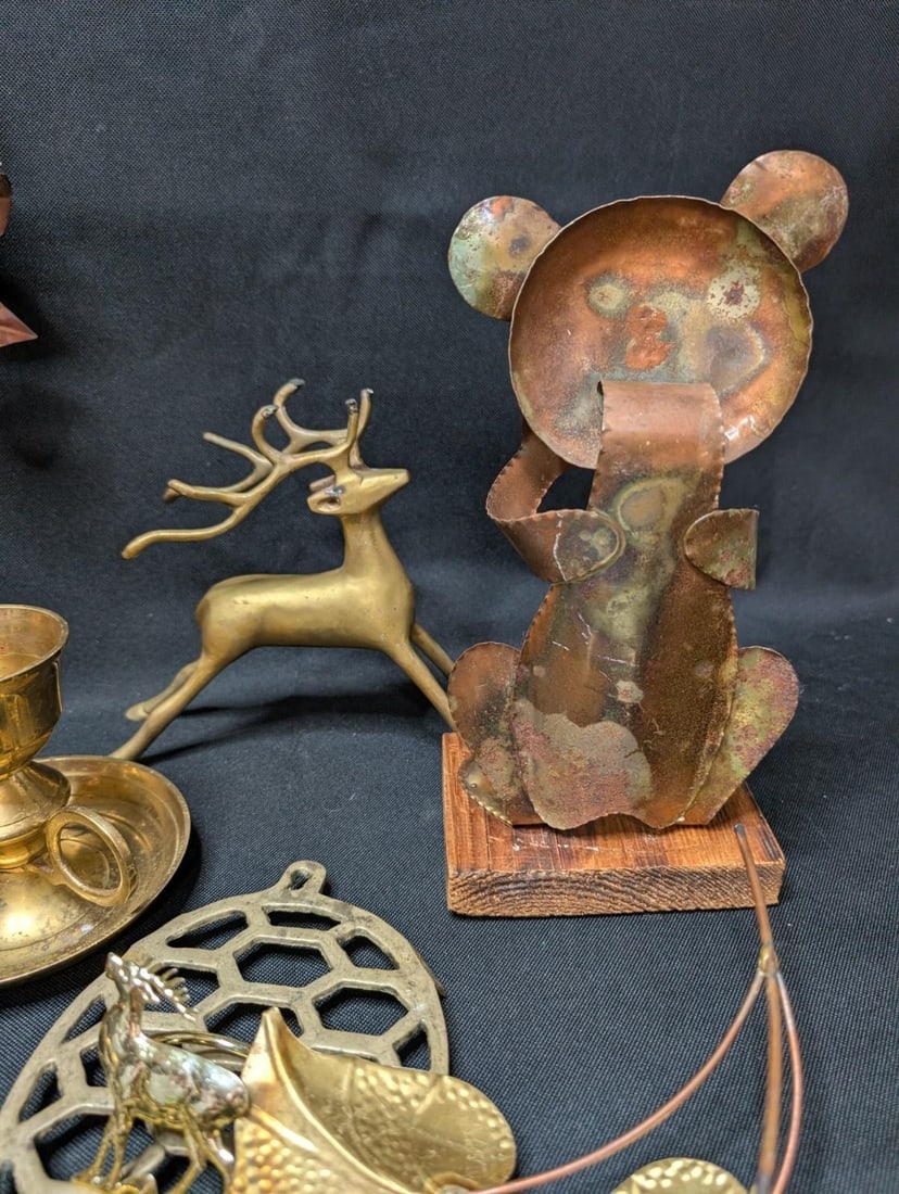 HUGE 10+ lbs Vintage Brass Decor Lot 21pc Mixed Animal Floral Sconce Wall Art - 15