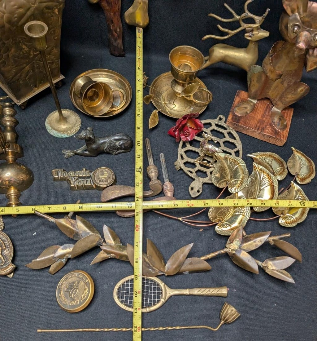 HUGE 10+ lbs Vintage Brass Decor Lot 21pc Mixed Animal Floral Sconce Wall Art - 18