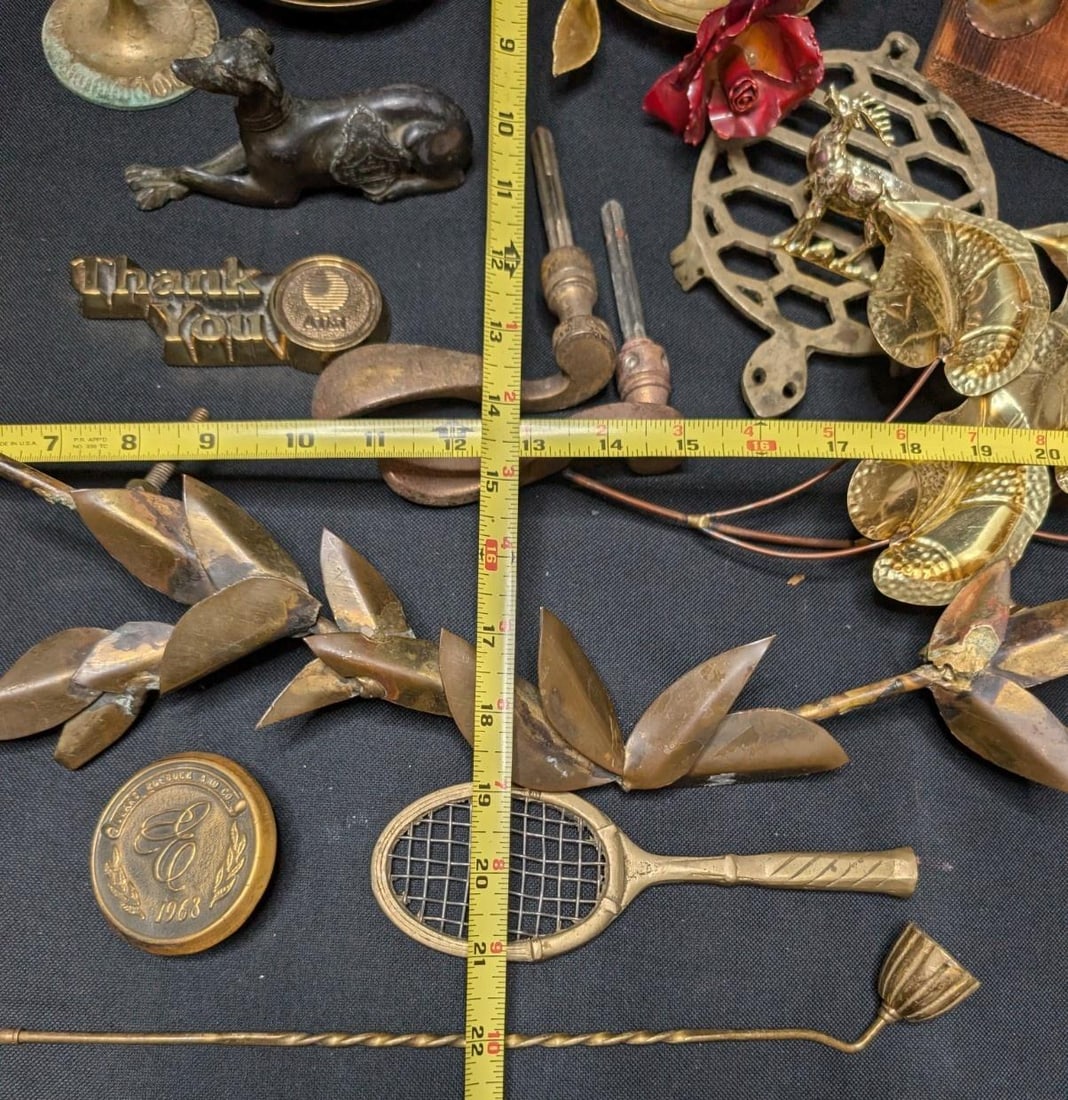 HUGE 10+ lbs Vintage Brass Decor Lot 21pc Mixed Animal Floral Sconce Wall Art - 19