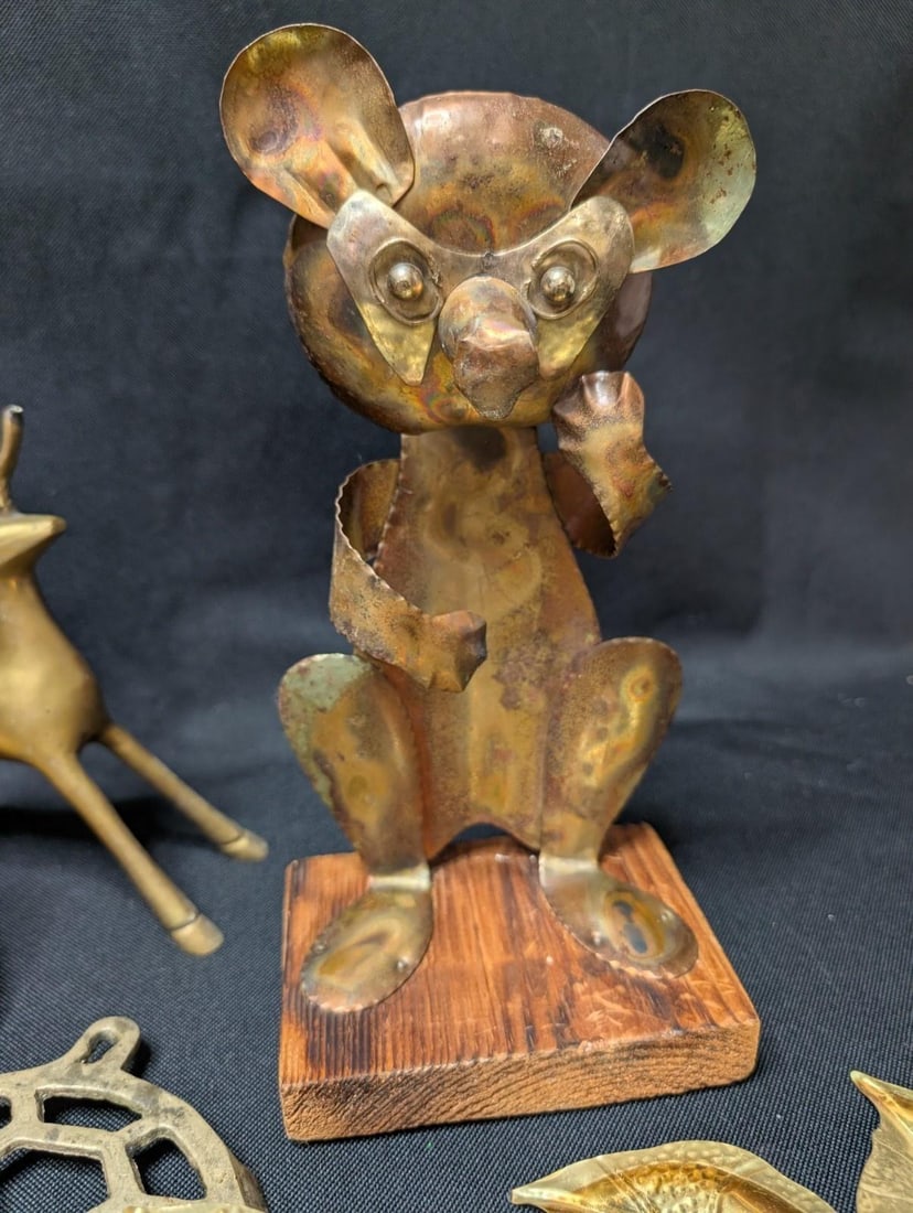 HUGE 10+ lbs Vintage Brass Decor Lot 21pc Mixed Animal Floral Sconce Wall Art - 6