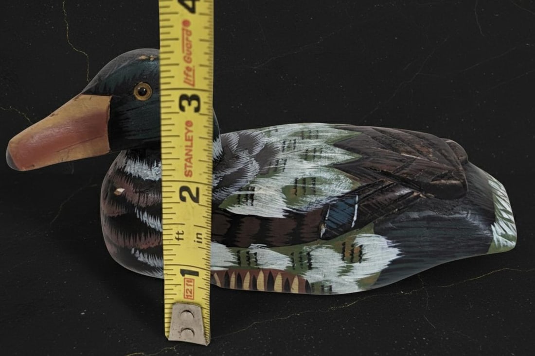 Vintage 6" Carved Duck Hand Painted Figurine High Detail Hunting Cabin Decor - 4