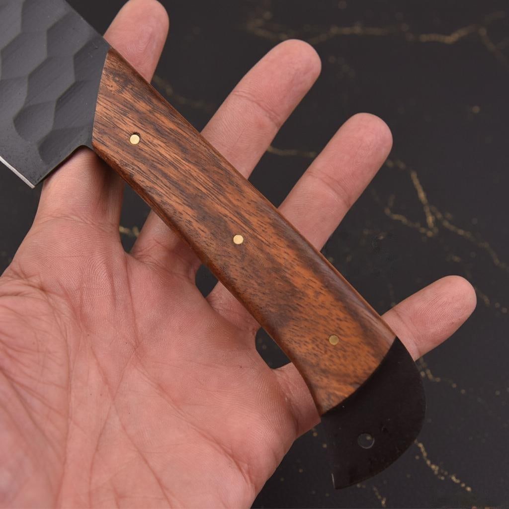 Handmade Damascus Steel Chef Knife Set 5-Piece Kitchen Knives with Leather Bag - 4