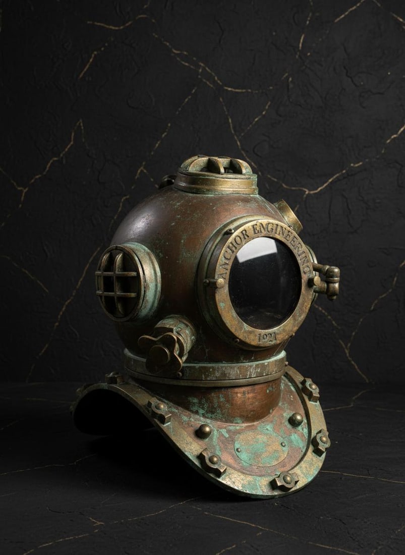 Mark V US Navy Style Diving Helmet 18" Full Size Antique Copper Finish Collectible - 3