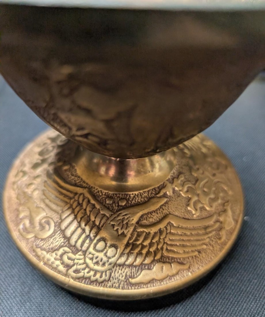 Large 10lb Vintage Brass Lot 17pc Asian Indian Decor Etched Dallah Tingsha Bells - 6