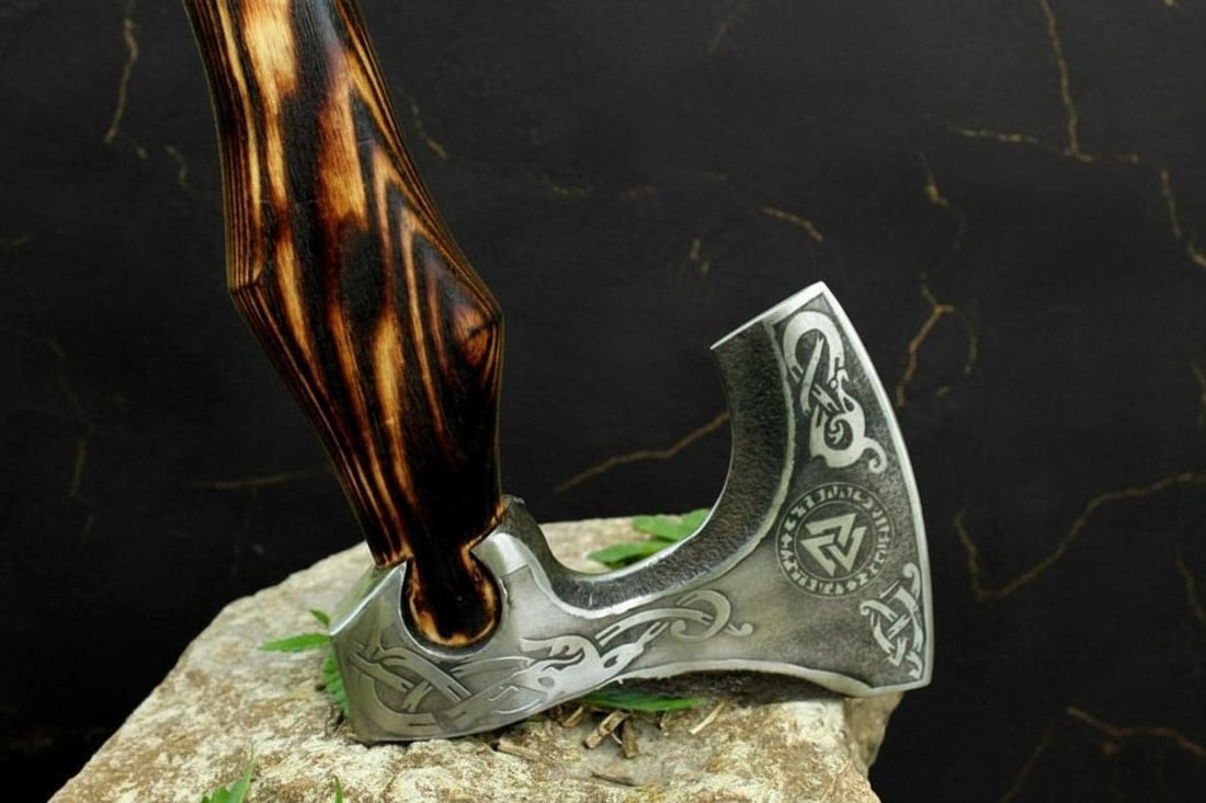 Hand Forged Carbon Steel Viking Tomahawk 13" Throwing Axe with Ash Wood Handle - 2