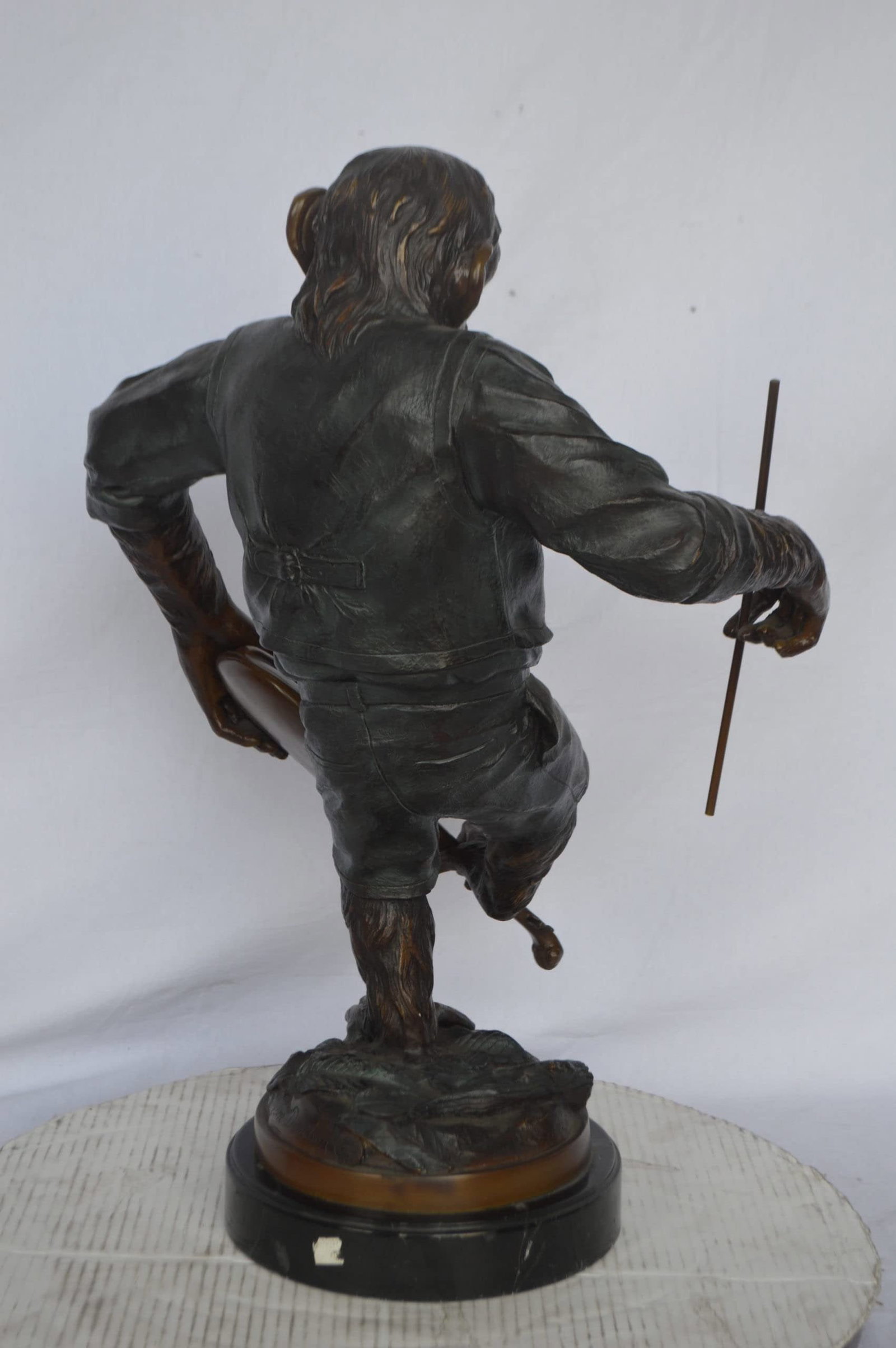 Monkey with Violin bronze statue - Size: 20"L x 17"W x 26"H - 10