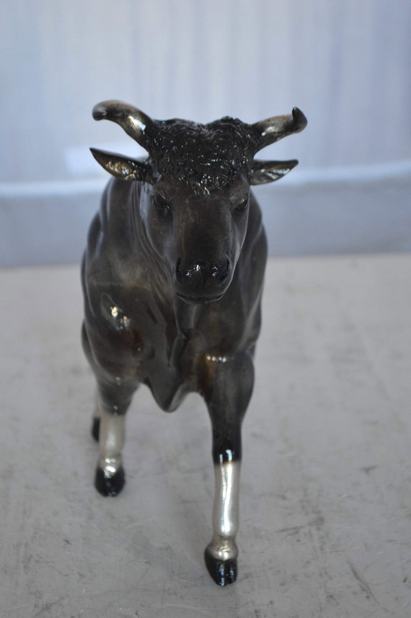 Trotting Bull Bronze Statue - Size: 13"L x 3"W x 10"H - 6