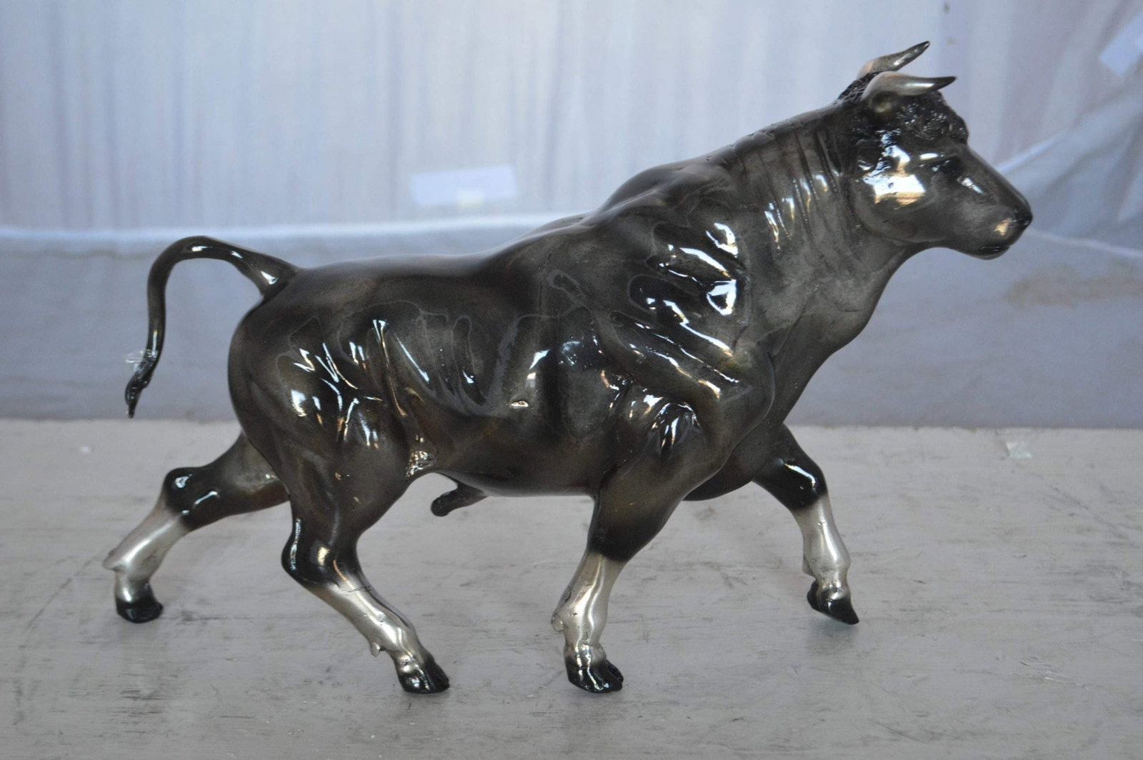 Trotting Bull Bronze Statue - Size: 13"L x 3"W x 10"H - 8