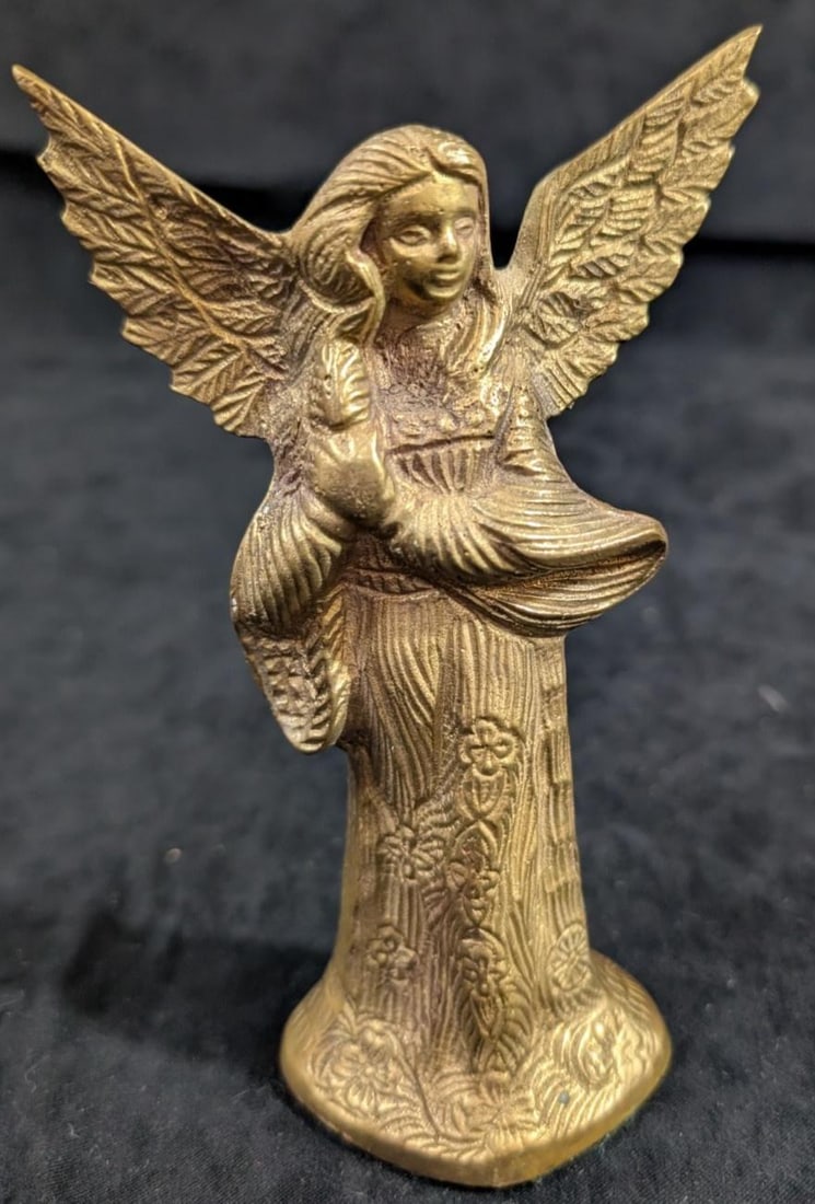 Heavy Solid Brass Angel Candle Holder 6" Vintage Candlestick Made in India by Jainson (1 of 11)