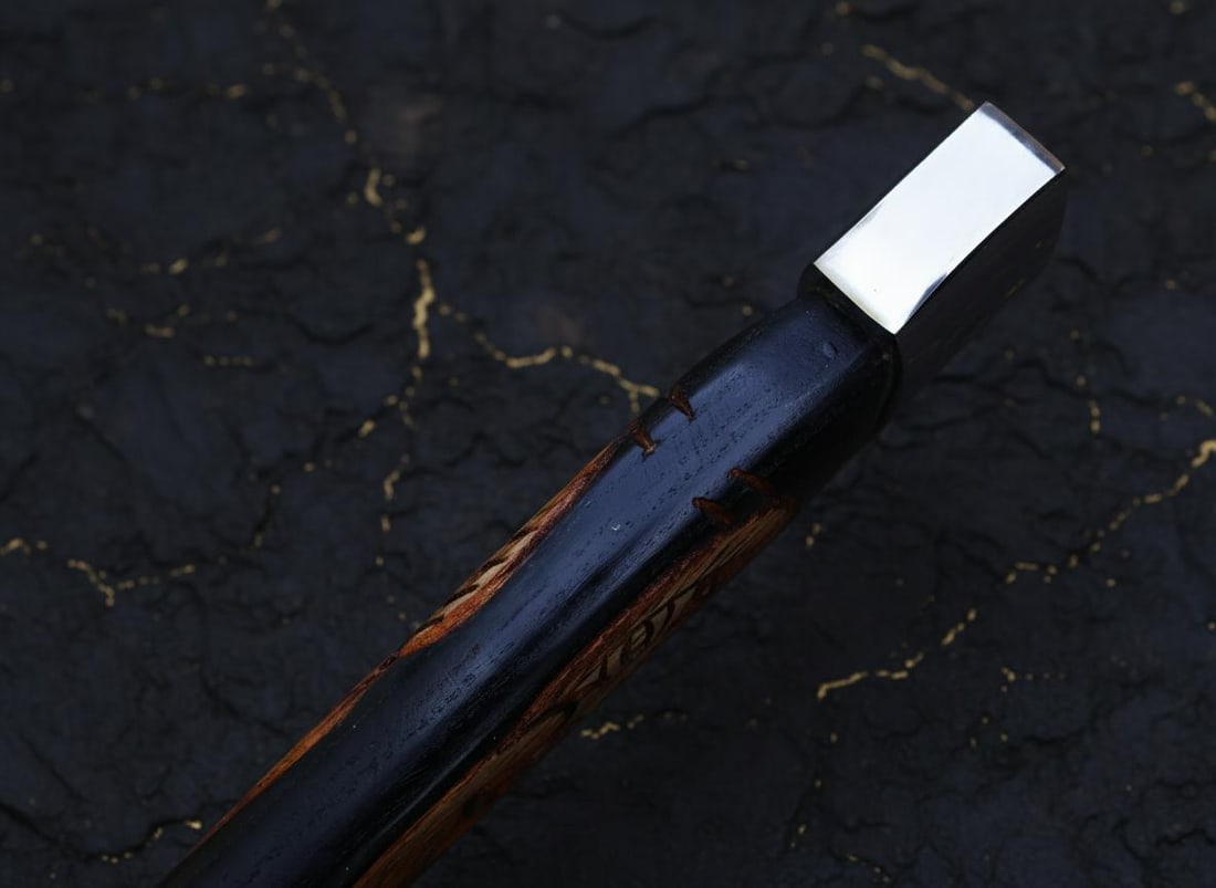Handmade Viking Style Tomahawk Axe with Etched Carbon Steel Blade & Ash Handle - 7